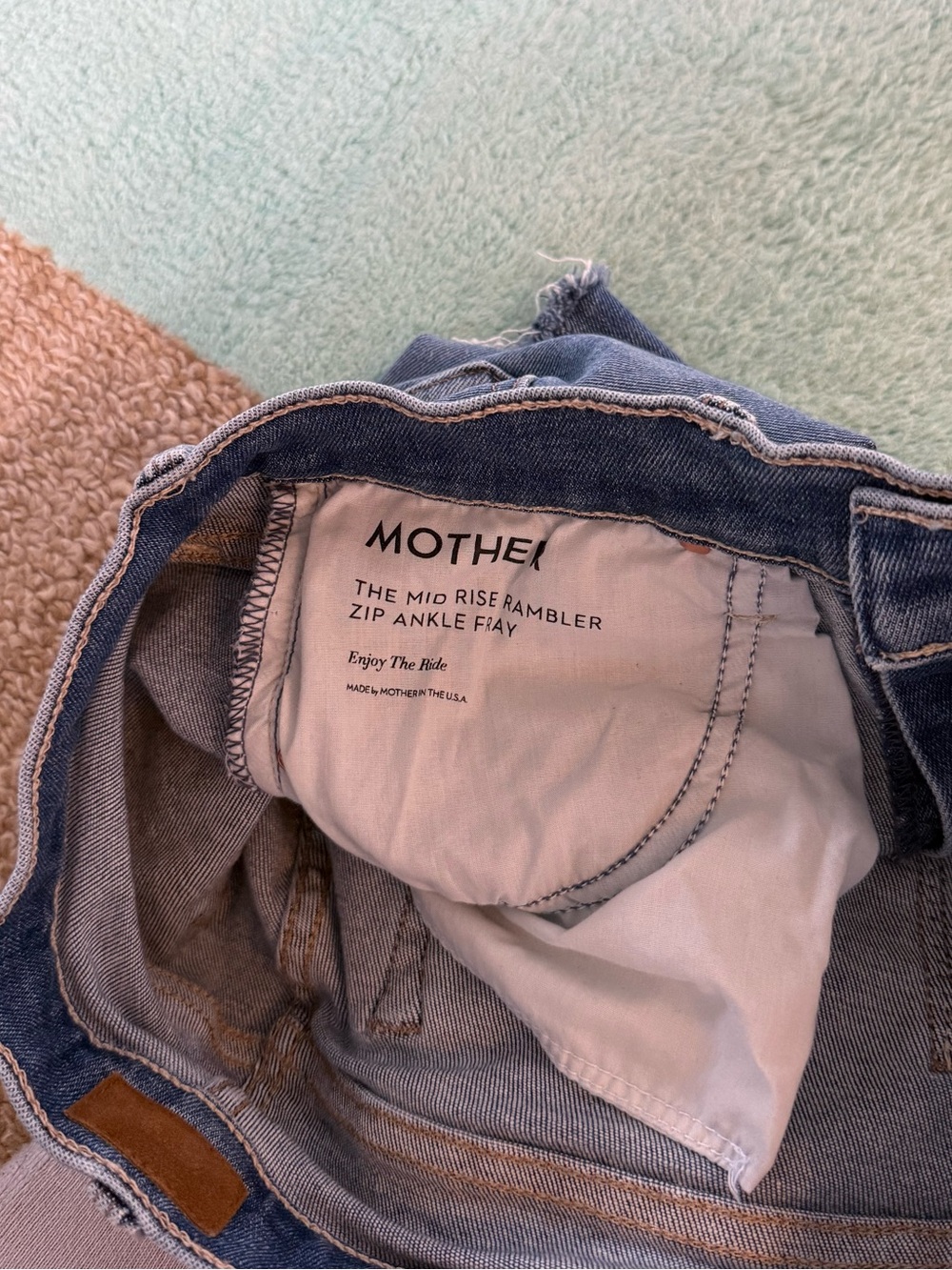 Mother The Mid Rise Rambler Zip Ankle Fray Jeans in Enjoy The Ride - Picture 7 of 8